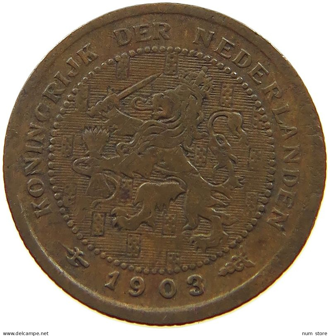 NETHERLANDS 1/2 CENT 1903 #a015 0249 - 0.5 Cent