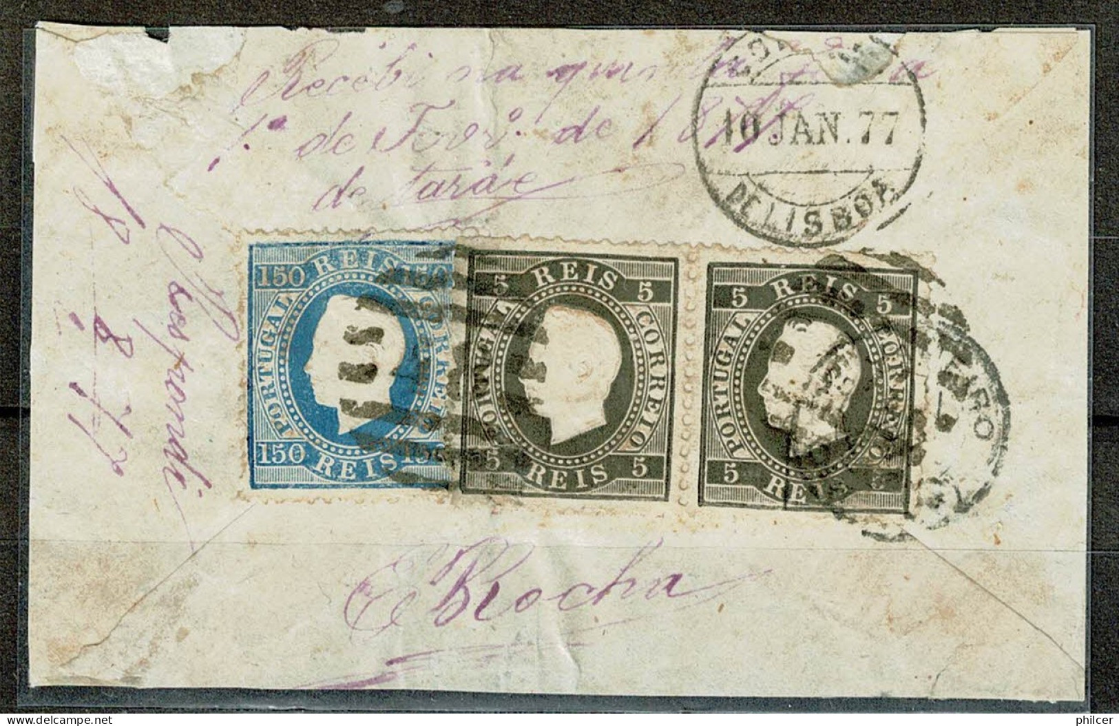 Portugal, 1877, # 36, 45, Fragmento, Used - Lettres & Documents