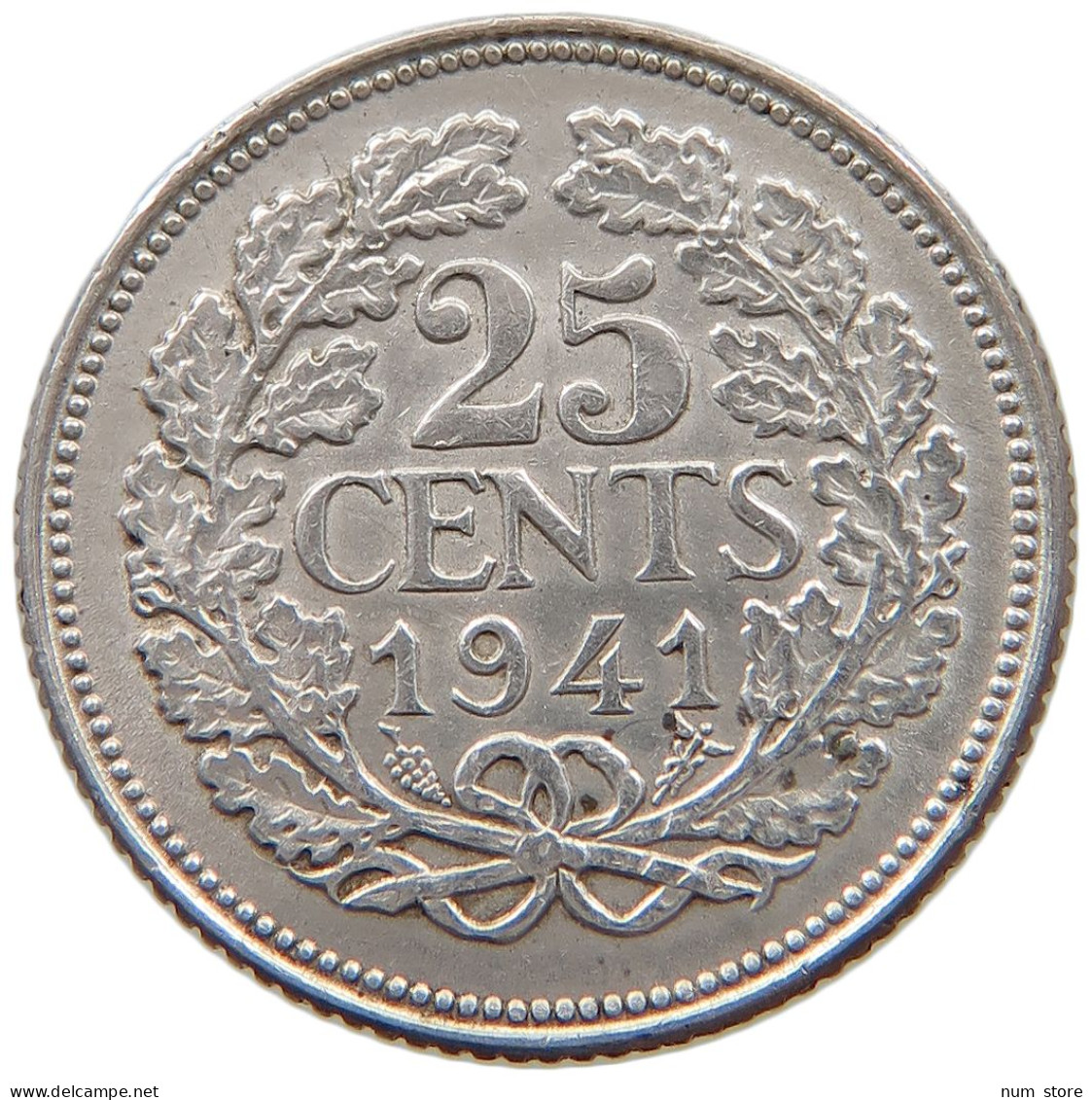 NETHERLANDS 25 CENTS 1941 TOP #a052 0405 - 25 Cent