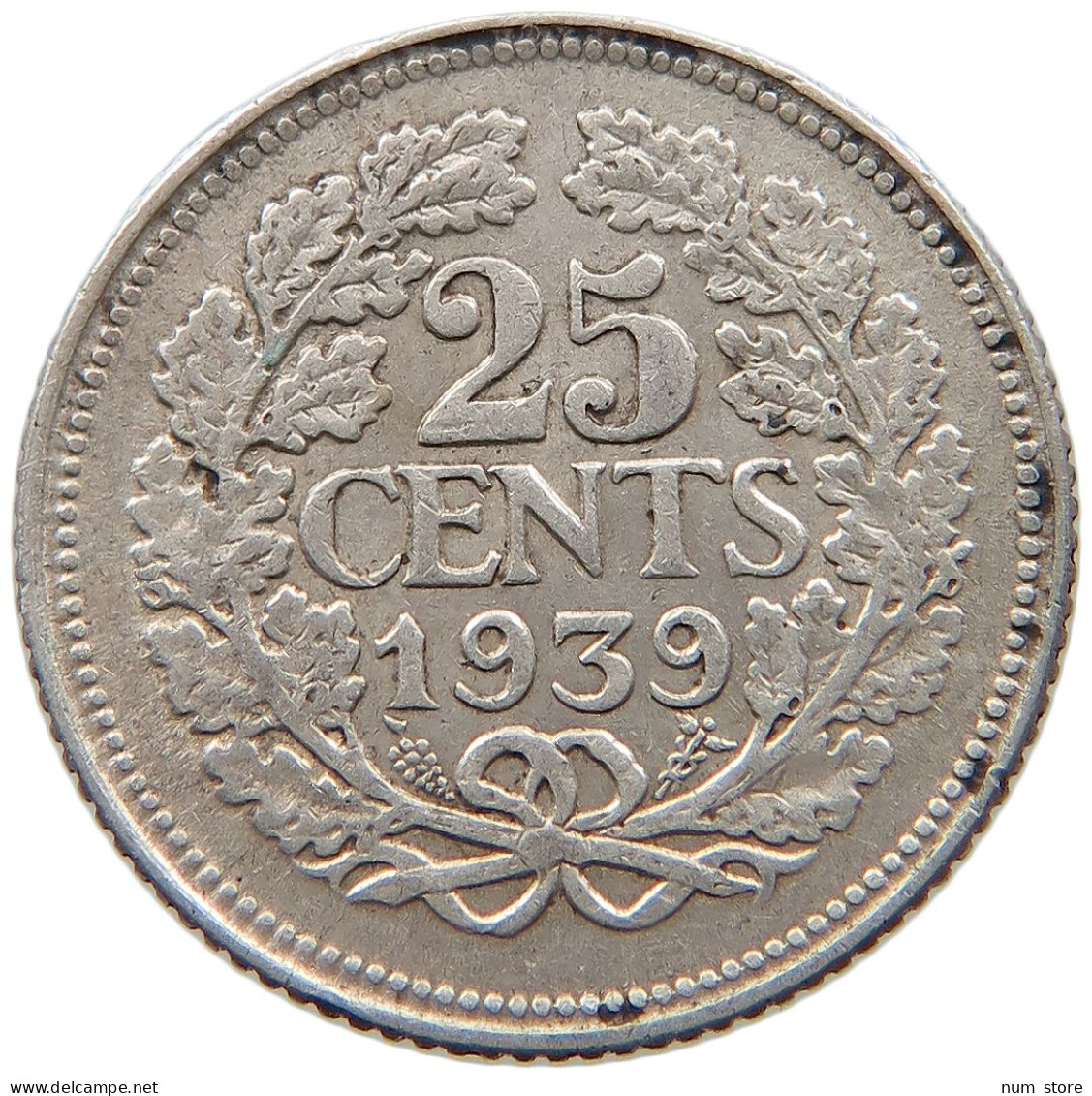 NETHERLANDS 25 CENTS 1939 #a033 0669 - 25 Cent