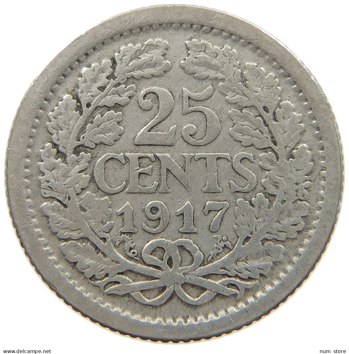 NETHERLANDS 25 CENTS 1917 #a052 0577 - 25 Cent