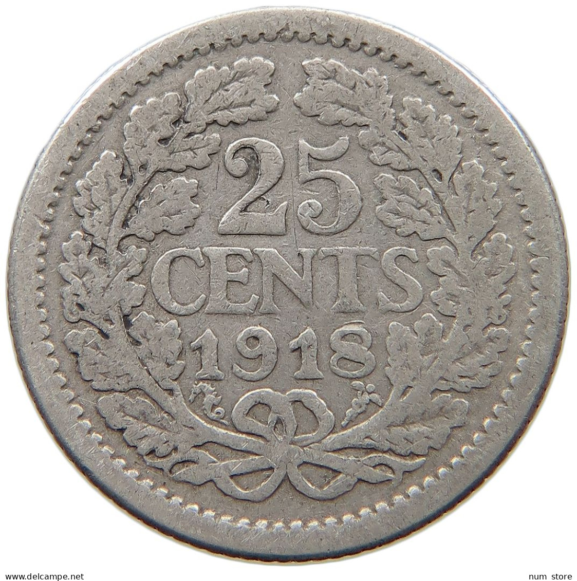 NETHERLANDS 25 CENTS 1918 #a033 0661 - 25 Cent