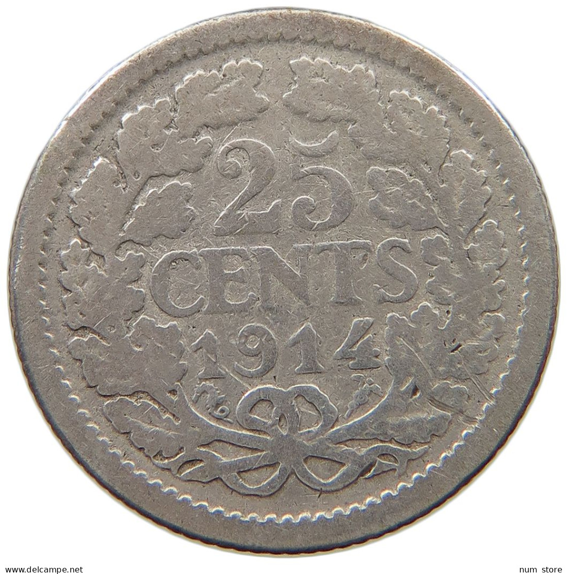 NETHERLANDS 25 CENTS 1914 #a045 0717 - 25 Centavos