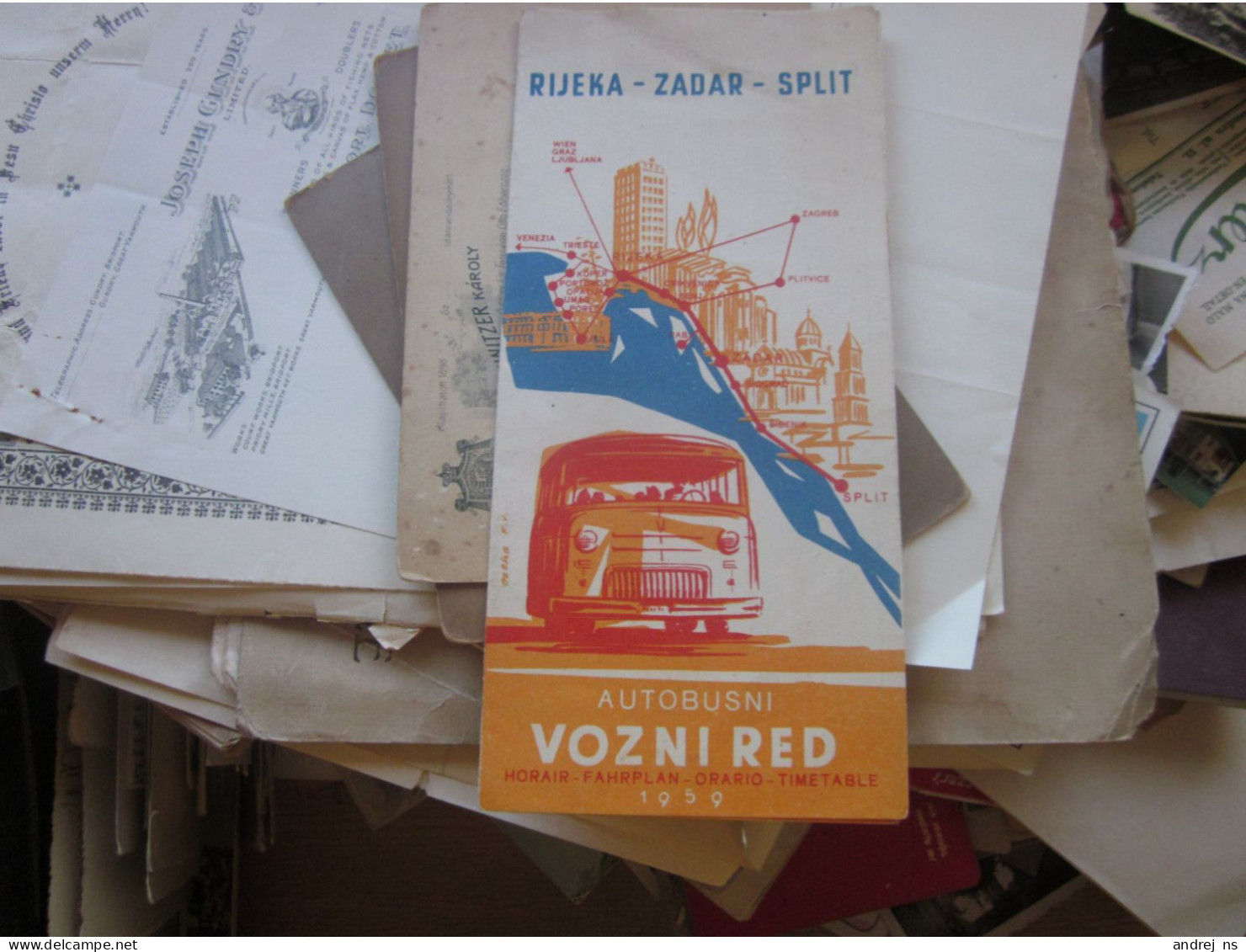 Rijeka - Zadar - Split Autobusni Red Voznje Timetable Bus 1959 - Europa