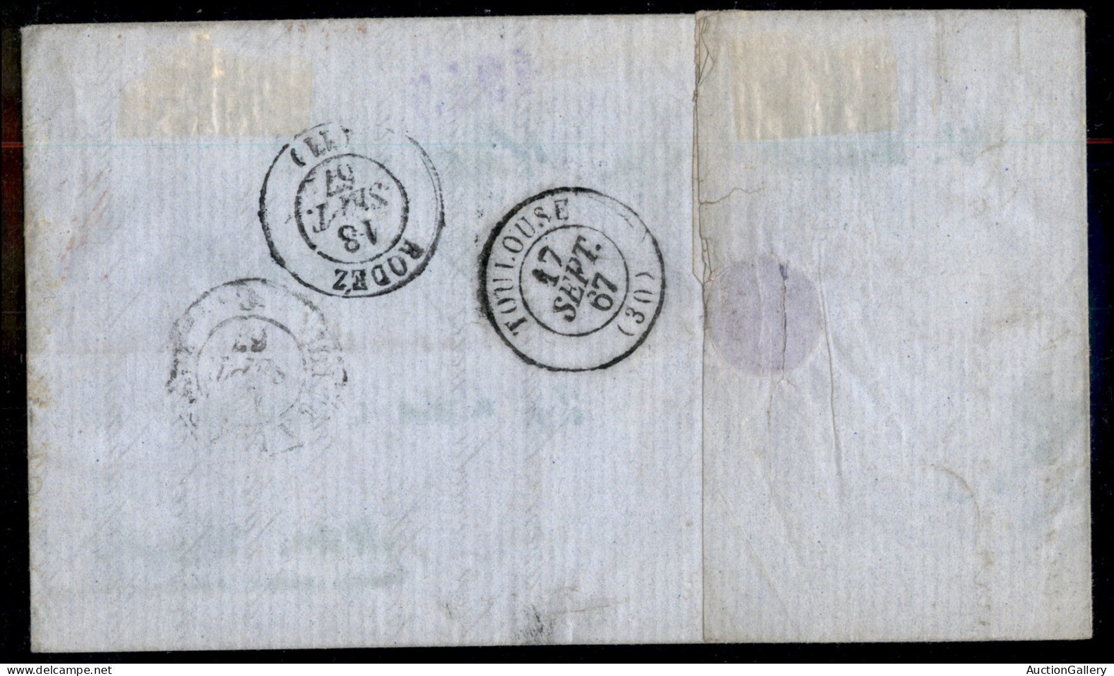 Regno - Vittorio Emanuele II - 2240 (Marsiglia - P.ti R1) Su 40 Cent (20) - Lettera Da Genova A Rodez Del 14.9 67 - Autres & Non Classés