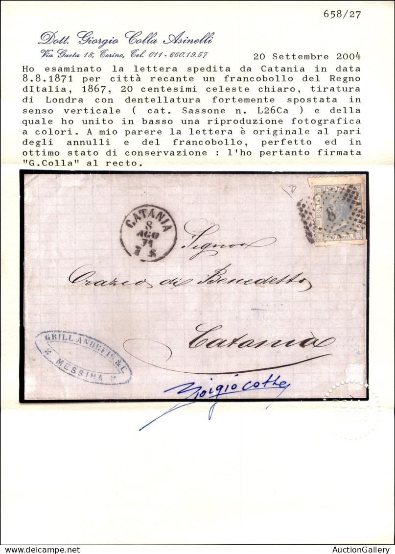 Regno - Vittorio Emanuele II - Formato Diverso - 20 Cent De La Rue (L26 Varietà) Con Dentellatura Orizzontale Molto Spos - Other & Unclassified