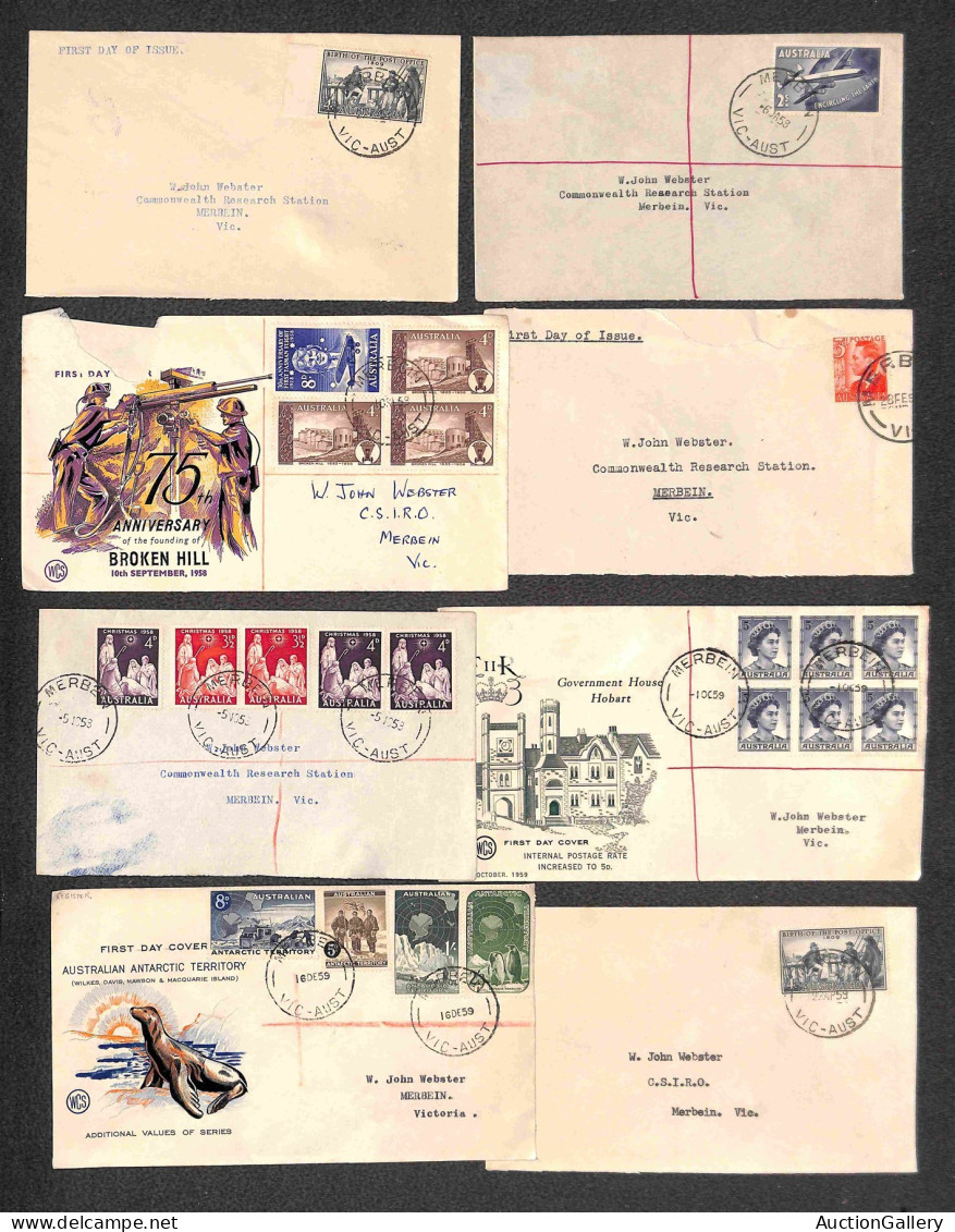 Oltremare - Australia - 1948/1959 - FDC - ventisei buste (20 raccomandate) con diverse affrancature del periodo nel gior