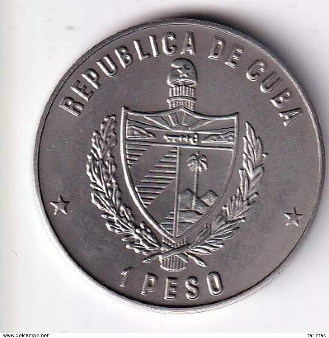 MONEDA DE CUBA DE 1 PESO DEL AÑO 1983 LOS ANGELES 1984 (COIN)  (NUEVA - UNC) - Cuba