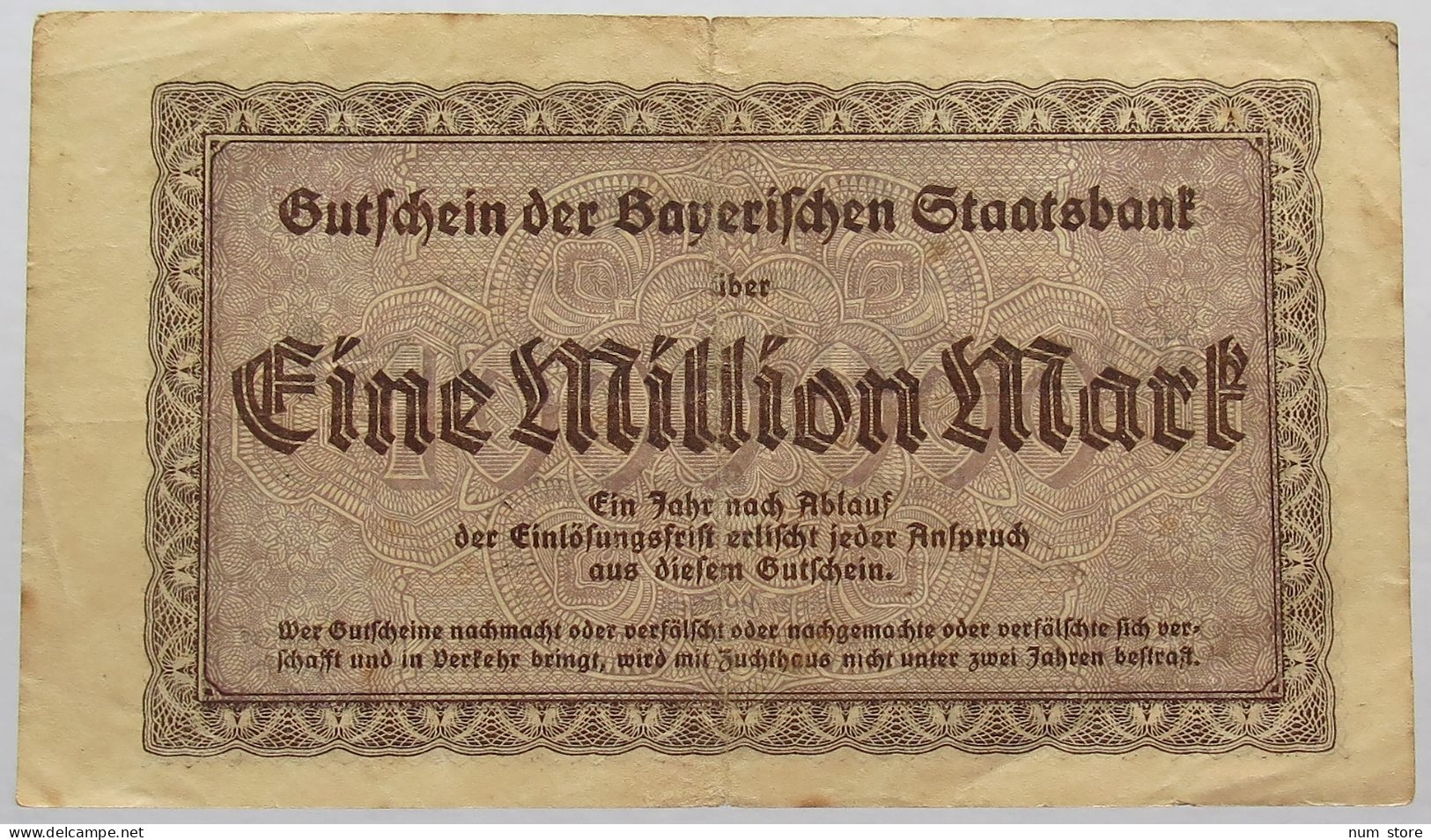 GERMANY 1 MILLIONEN 1923 BAVARIA #alb067 0047 - 1 Million Mark