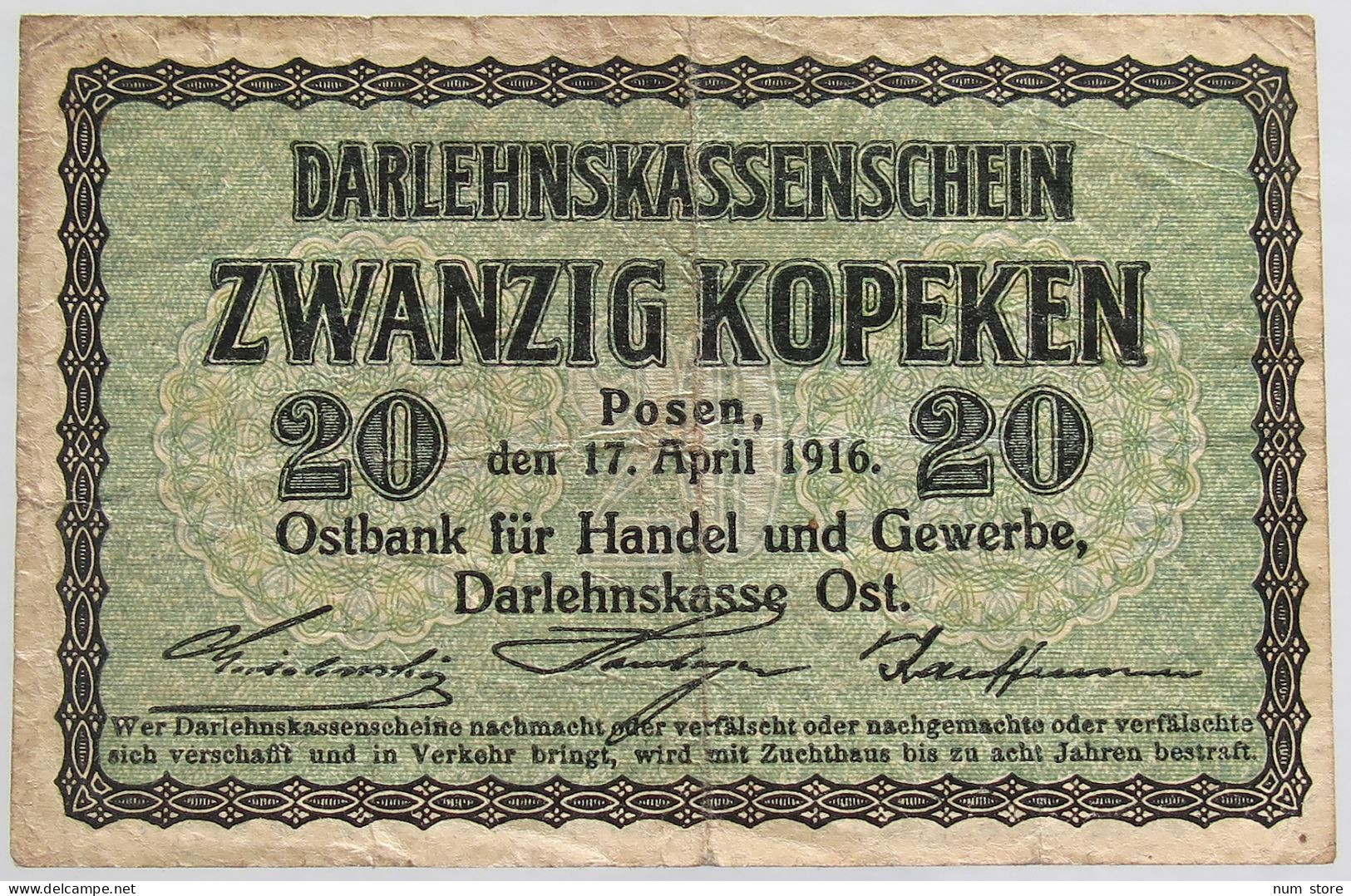 GERMANY 20 KOPEKEN 1916 #alb012 0095 - Autres & Non Classés