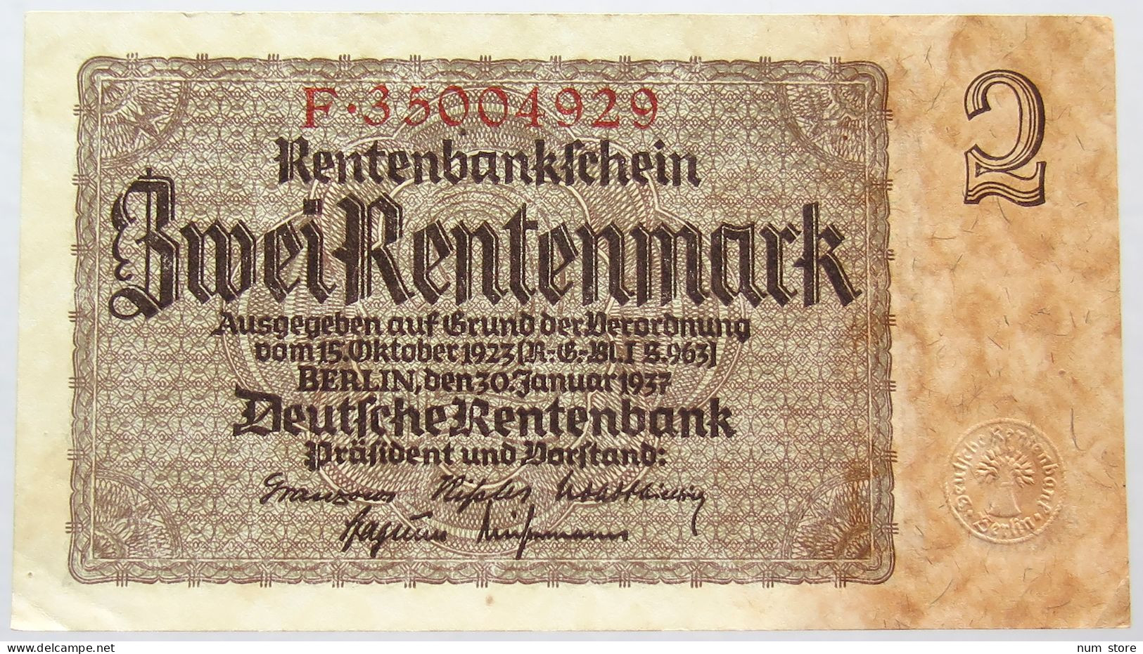 GERMANY 2 REICHSMARK 1937 #alb067 0297 - Sonstige & Ohne Zuordnung