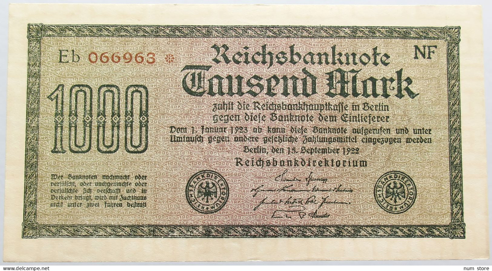 GERMANY 1000 MARK 1922 BERLIN #alb004 0429 - 1.000 Mark