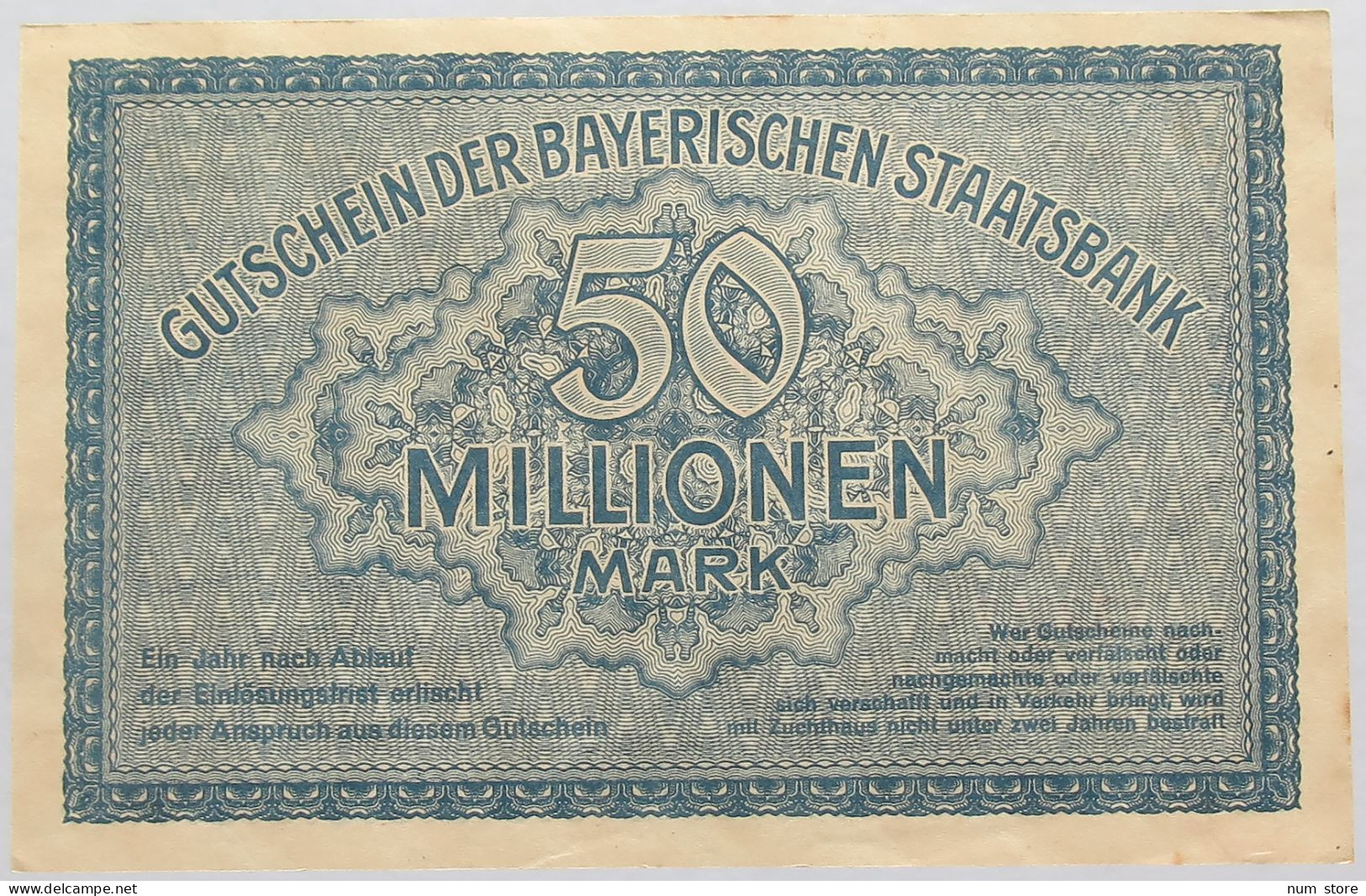 GERMANY 50 MILLIONEN MARK 1923 BAYERN #alb008 0119 - 50 Millionen Mark