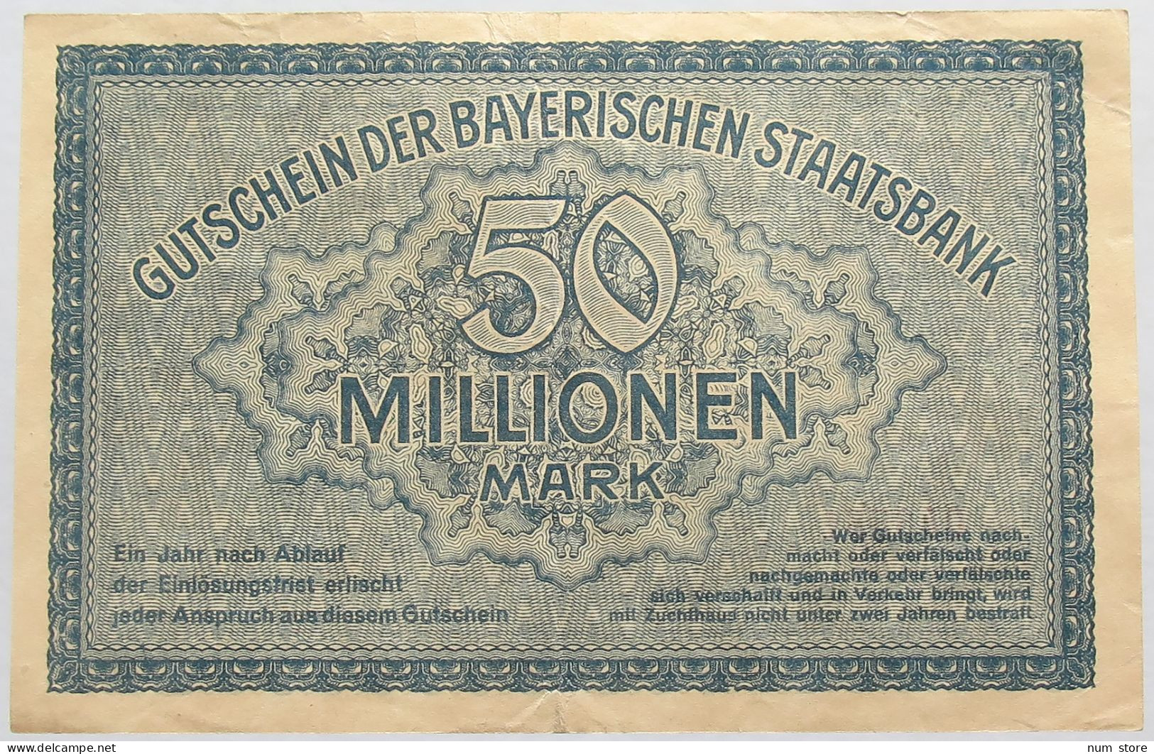GERMANY 50 MILLIONEN MARK 1923 BAYERN #alb008 0117 - 50 Mio. Mark