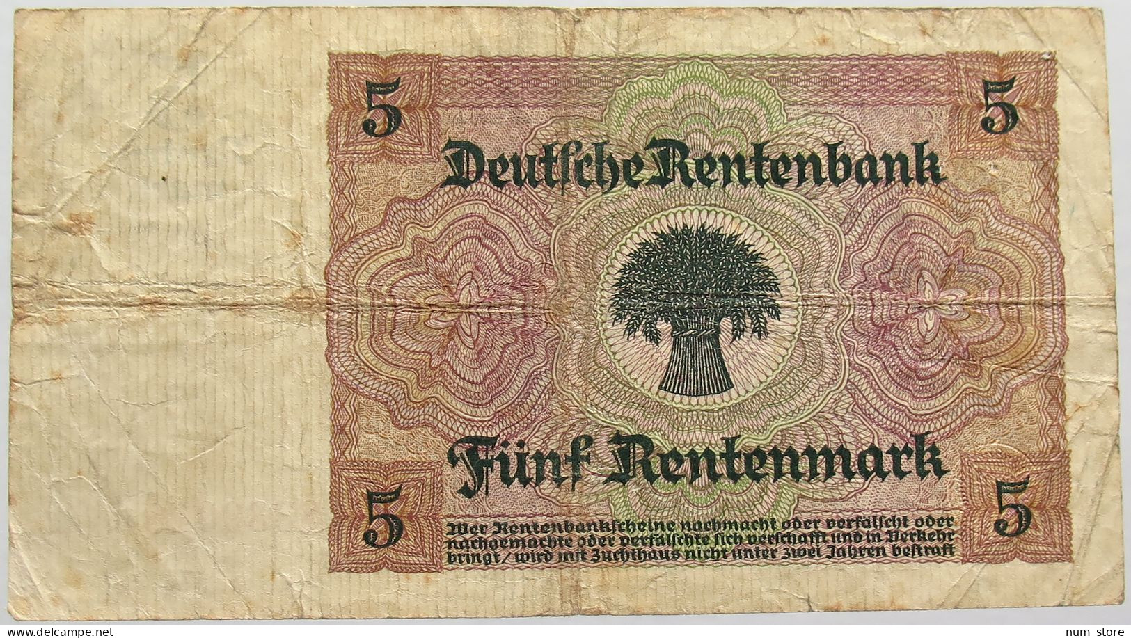 GERMANY 5 RENTENMARK 1926 #alb013 0113 - 5 Rentenmark