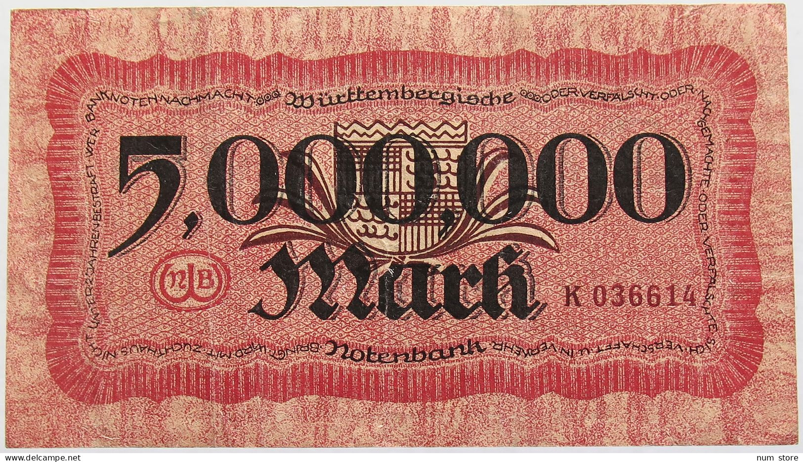 GERMANY 5 MILLIONEN MARK 1923 STUTTGART #alb010 0211 - 5 Millionen Mark