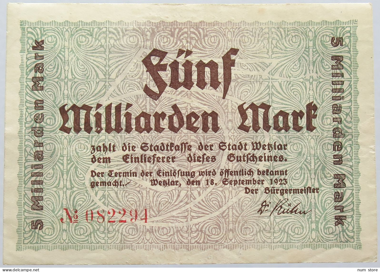 GERMANY 5 MILLIARDEN MARK WETZLAR #alb004 0261 - 5 Mrd. Mark