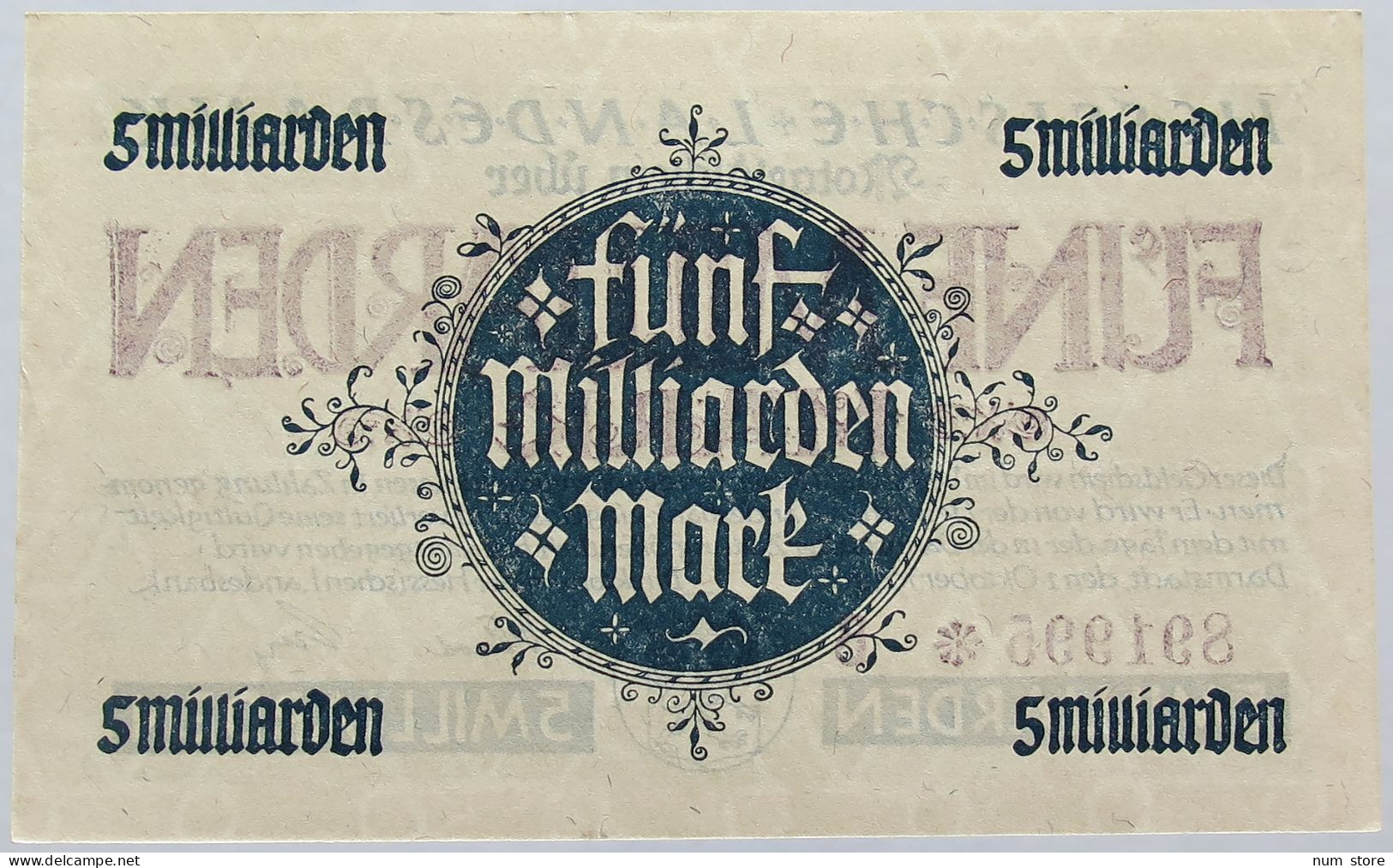 GERMANY 5 MILLIARDEN HESSEN 1923 #alb004 0267 - 5 Milliarden Mark