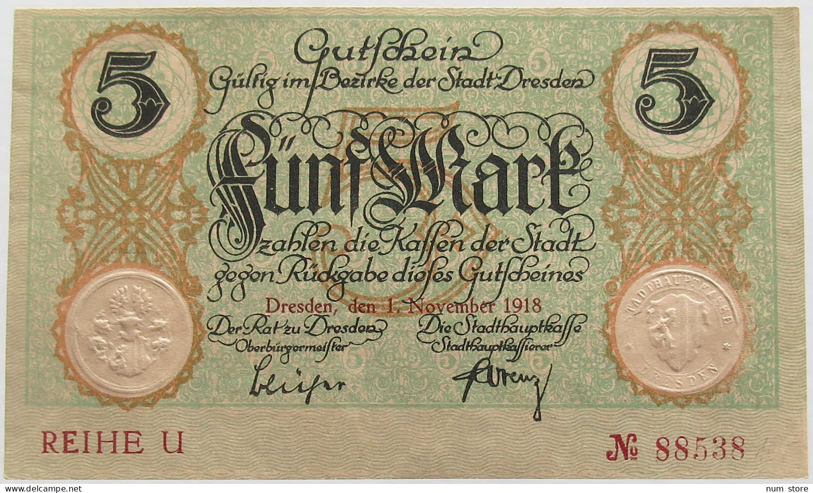 GERMANY 5 MARK 1918 DRESDEN #alb010 0159 - 5 Mark