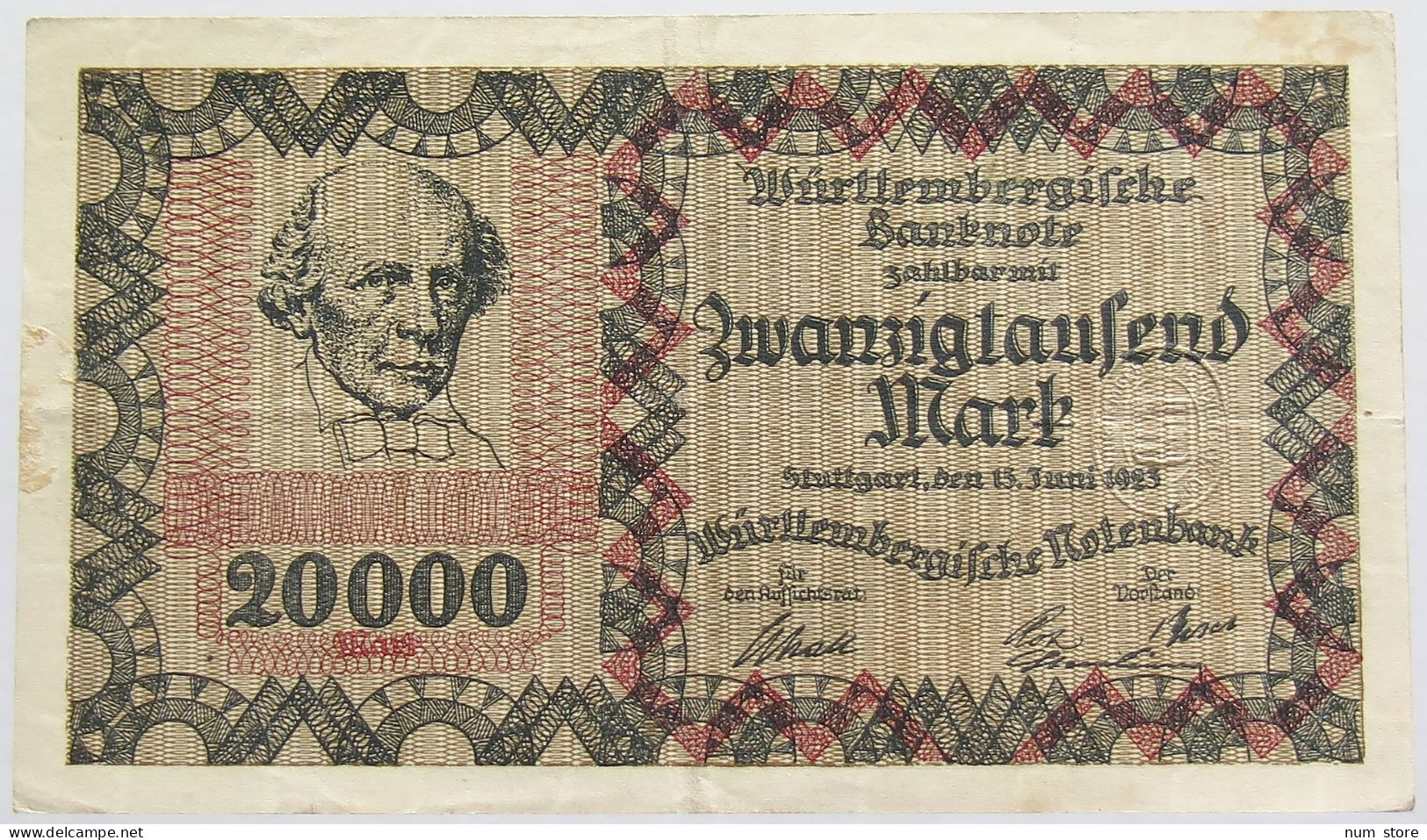 GERMANY 20000 MARK 1923 WURTTEMBERG #alb010 0029 - 20000 Mark