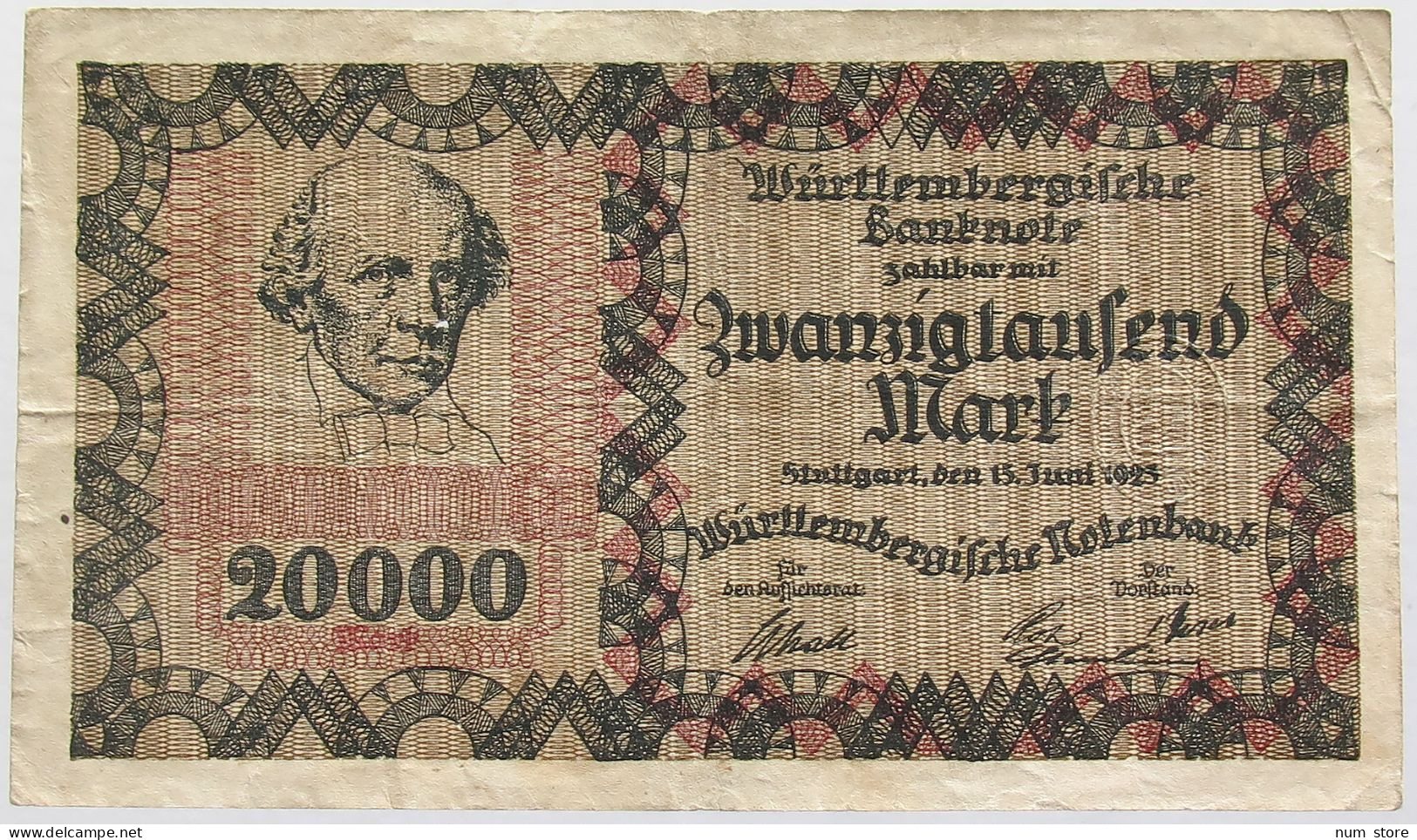 GERMANY 20000 MARK 1923 WURTTEMEBRG #alb010 0219 - 20.000 Mark