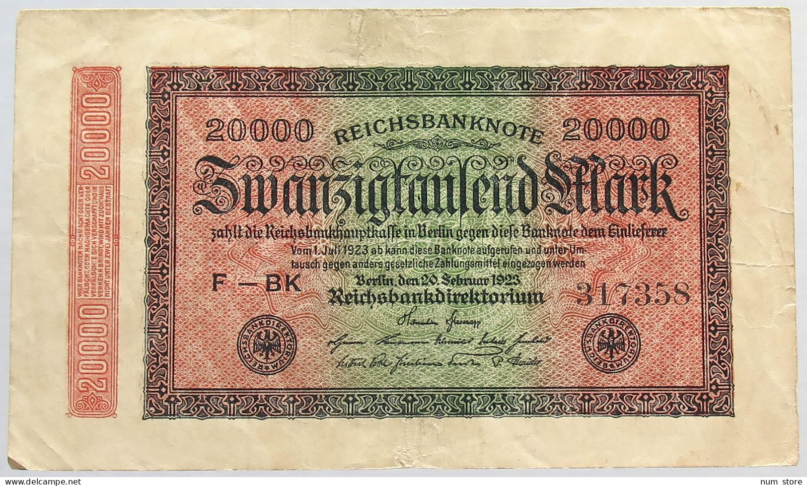 GERMANY 20000 MARK 1923 #alb066 0507 - 20.000 Mark