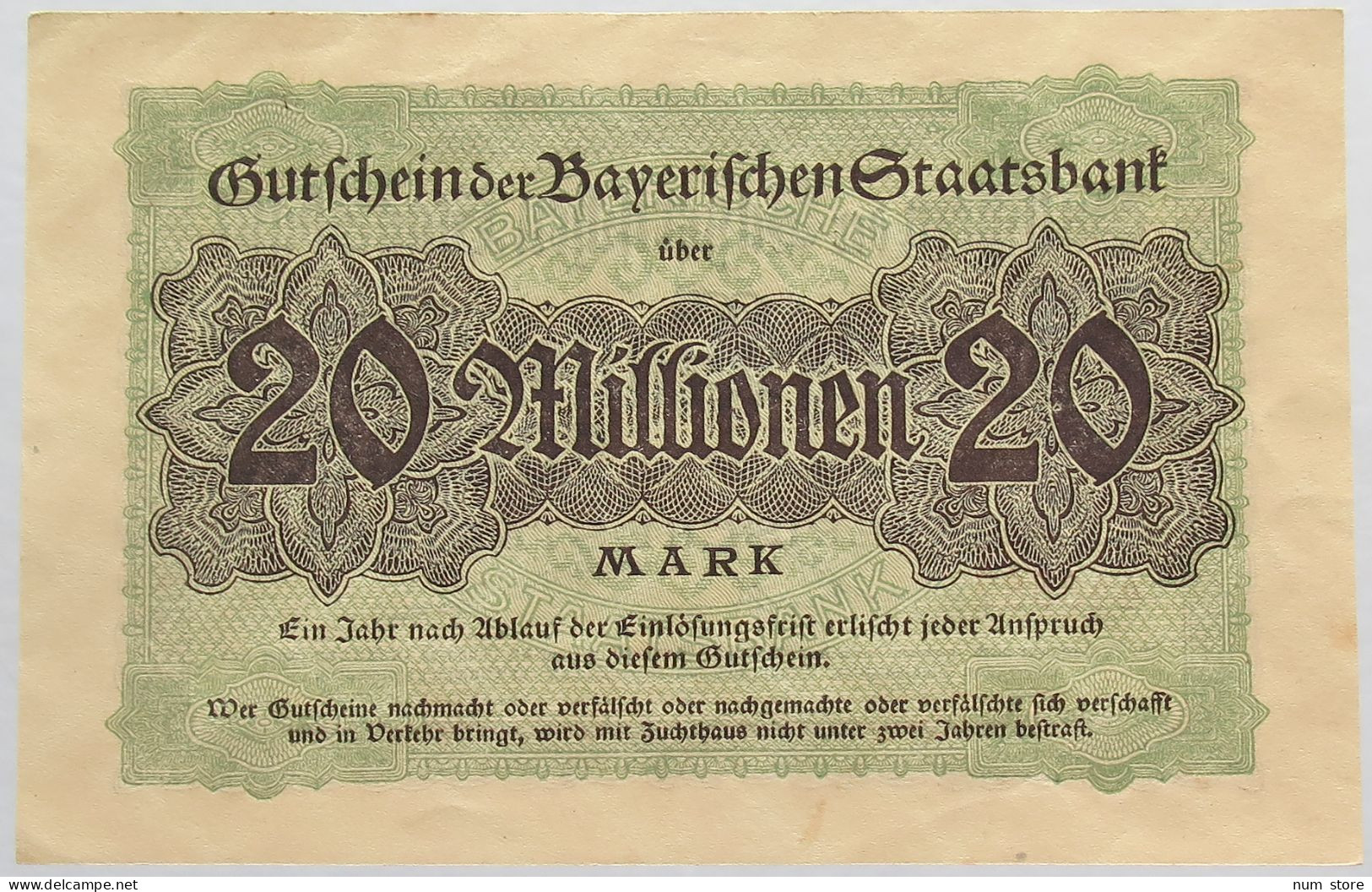 GERMANY 20 MILLIONEN MARK 1923 BAYERN #alb008 0097 - 20 Millionen Mark