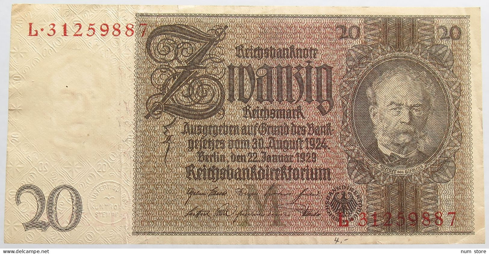 GERMANY 20 MARK 1929 #alb014 0359 - 20 Mark