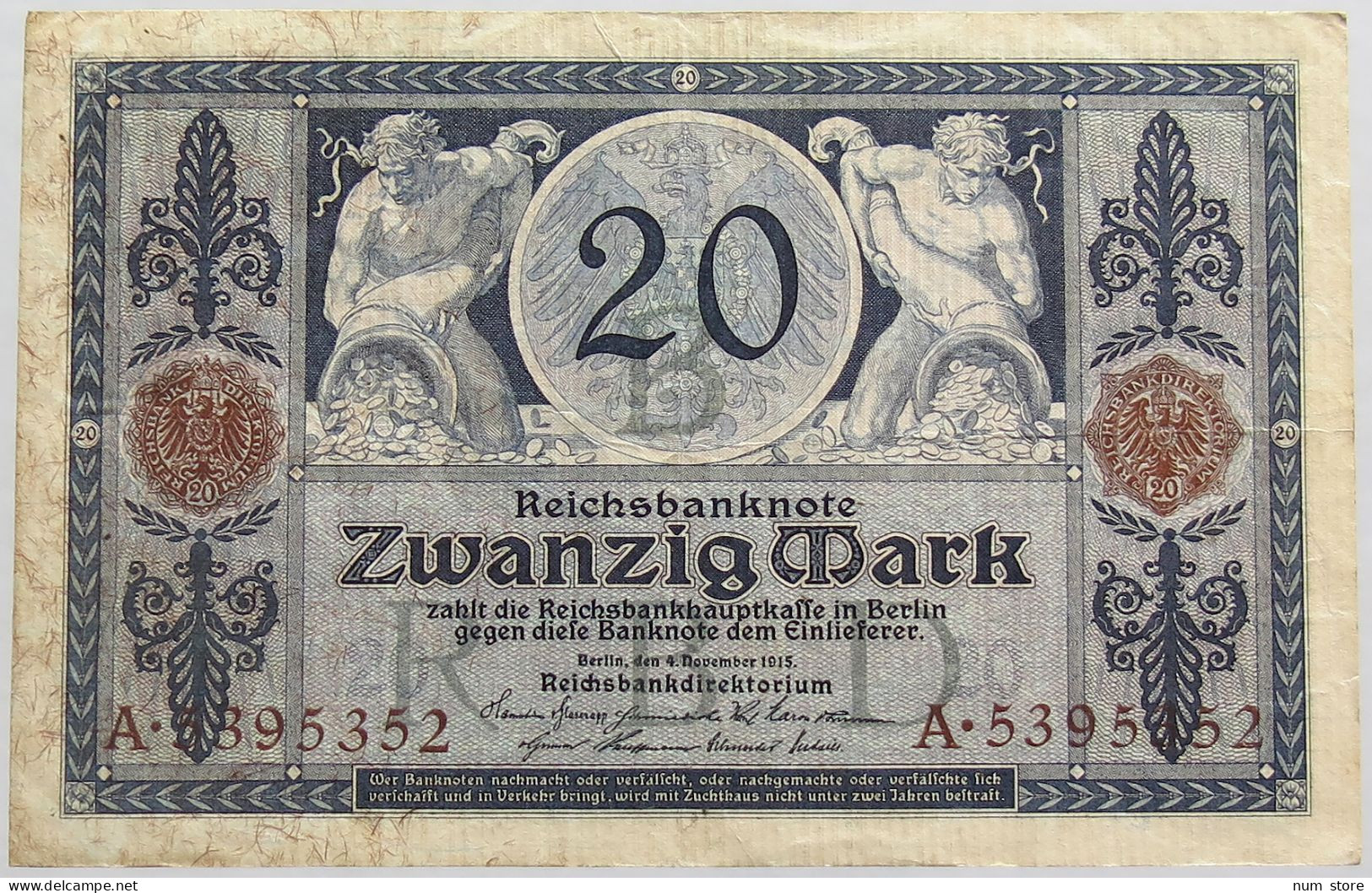 GERMANY 20 MARK 1915 #alb019 0035 - 20 Mark