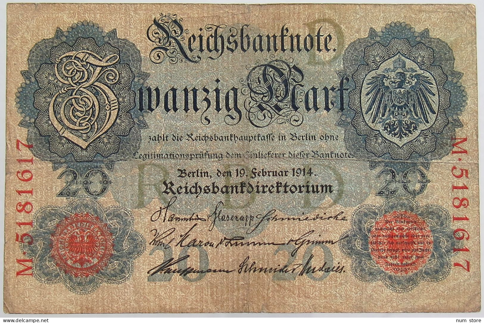 GERMANY 20 MARK 1914 #alb068 0115 - 20 Mark