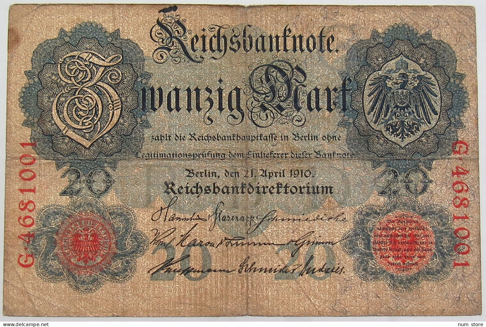 GERMANY 20 MARK 1910 #alb068 0077 - 20 Mark