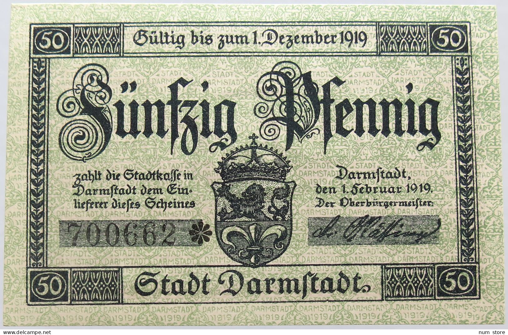 GERMANY 50 PFENNIG 1919 DARMSTADT #alb004 0123 - Sonstige & Ohne Zuordnung
