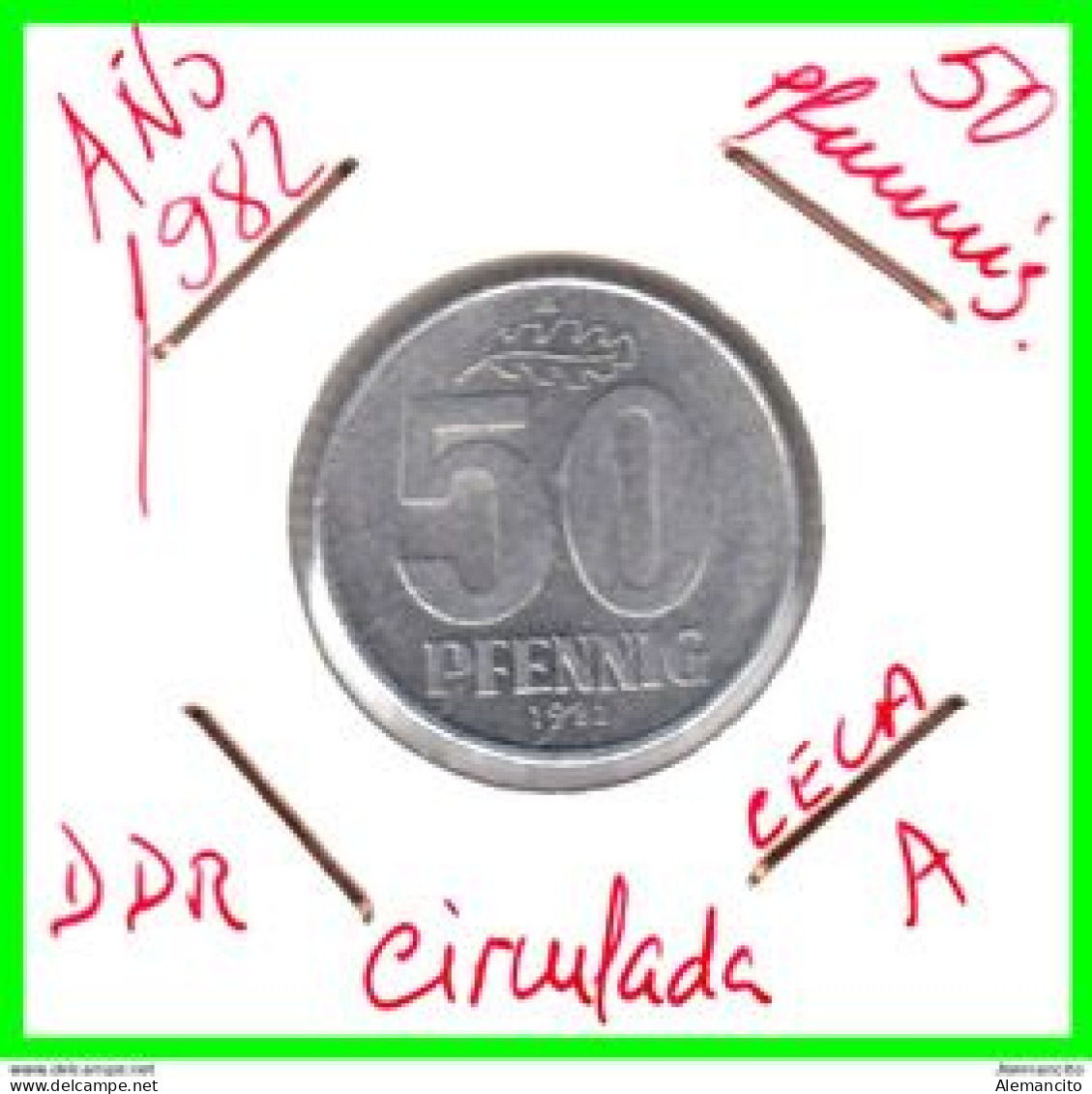 ( GERMANY DDR ) AÑO 1982 REPUBLICA DEMOCRATICA DE ALEMANIA ( DDR ) MONEDAS DE 50 PFENNING ALUMINIO - DE 23 mm. - 50 Pfennig