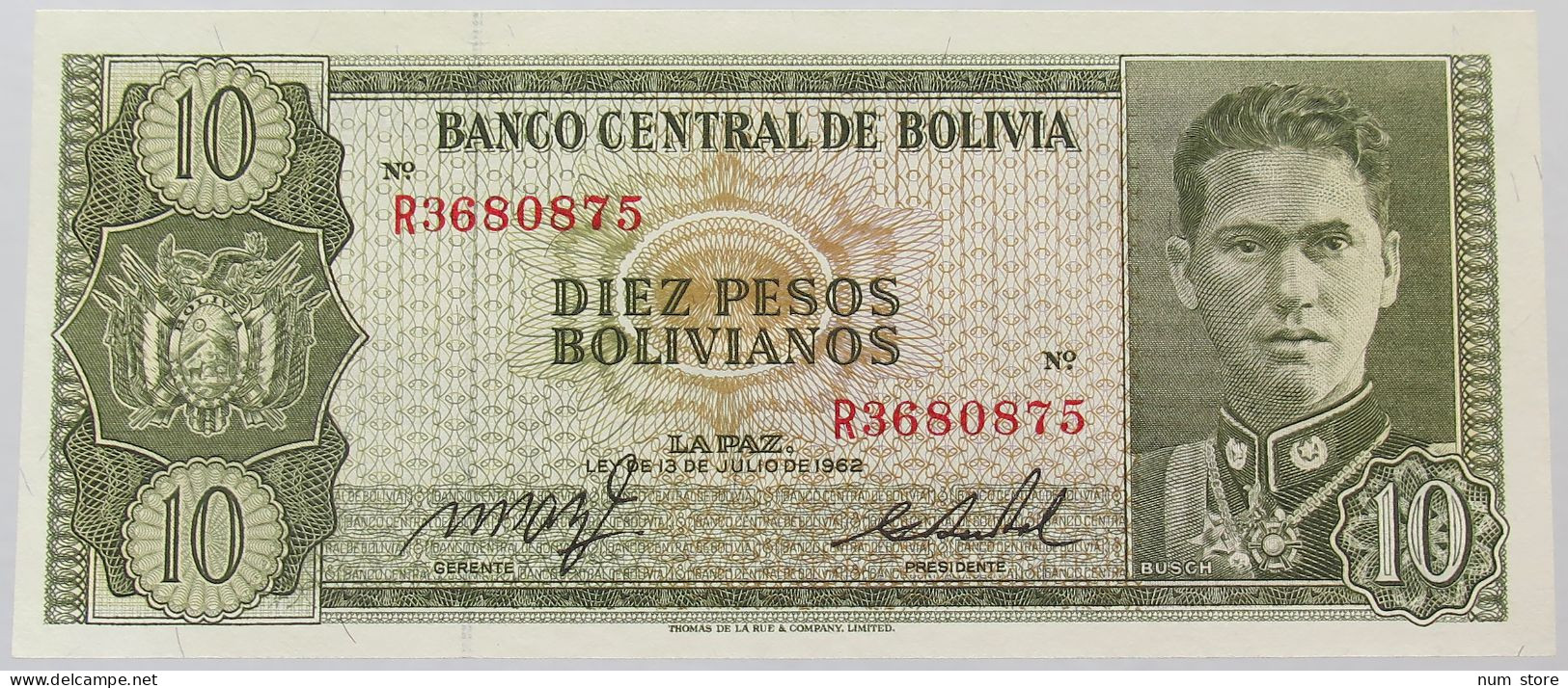 BOLIVIA 10 PESOS 1962 TOP #alb016 0289 - Bolivie