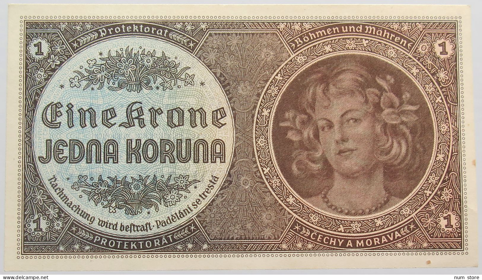 BOHEMIA 1 KORUNA 1940 TOP #alb014 0419 - Tchécoslovaquie