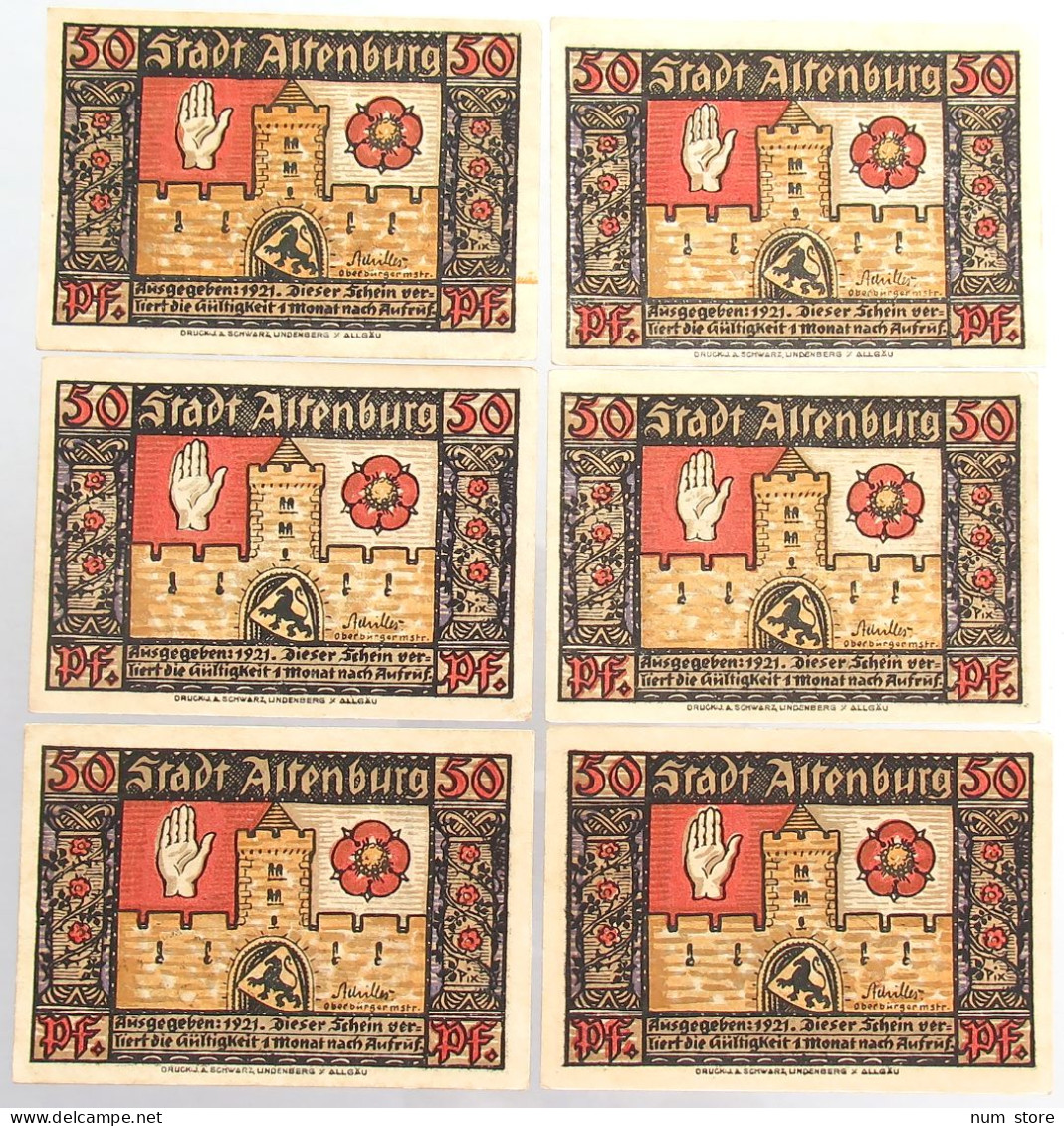 COLLECTION BANKNOTES NOTGELD GERMANY ALTENBURG 6pc #alb067 0479 - Collezioni E Lotti