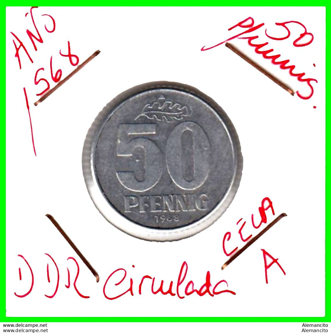 ( GERMANY DDR ) AÑO 1968 REPUBLICA DEMOCRATICA DE ALEMANIA ( DDR ) MONEDAS DE 50 PFENNING ALUMINIO - DE 23 mm. - 50 Pfennig