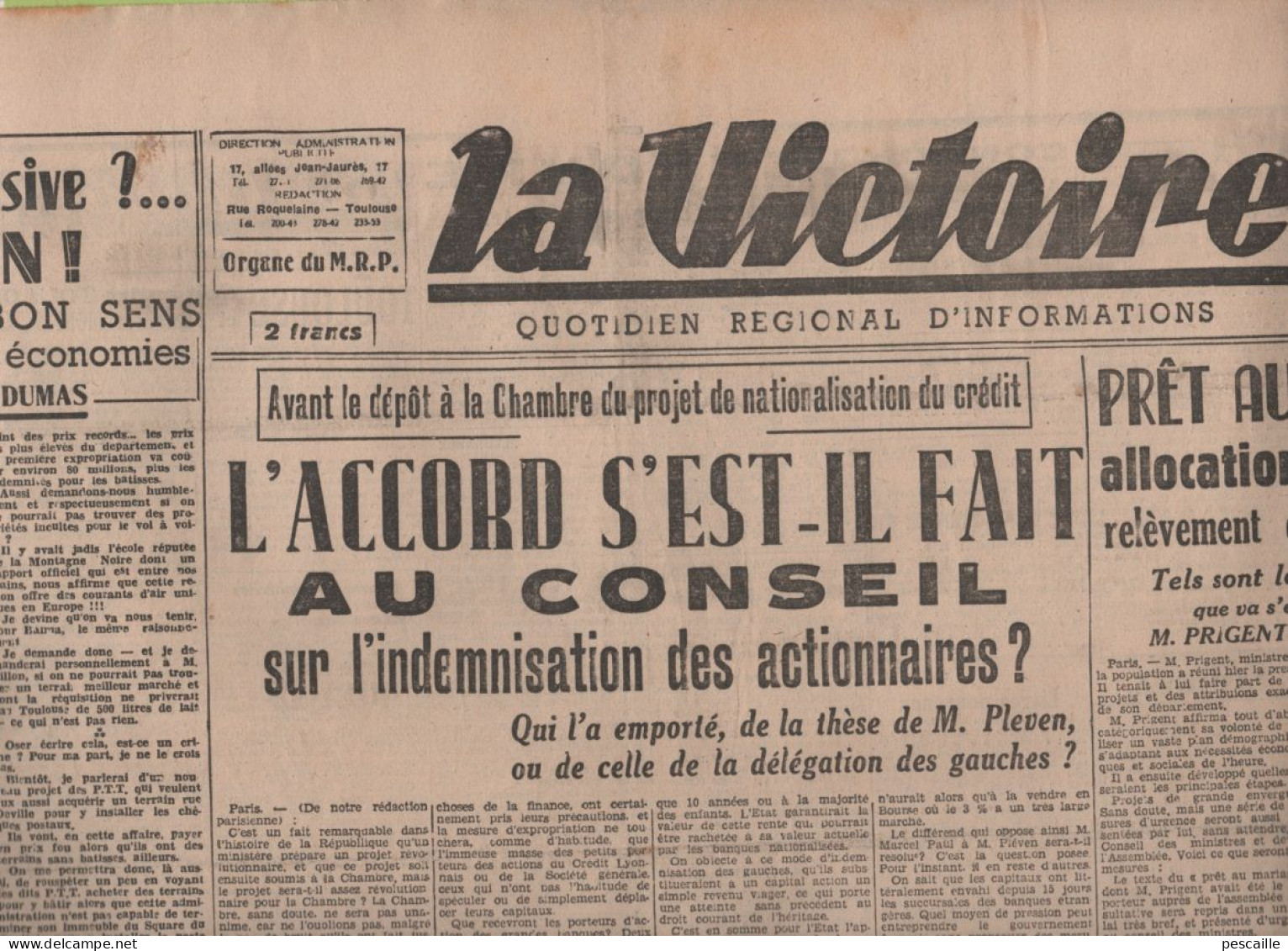 LA VICTOIRE 30 11 1945 - PROCES DE NUREMBERG ANSCHLUSS - DELATTRE DE TASSIGNY - NATIONALISATION CREDIT - CARTE DE PAIN - Testi Generali