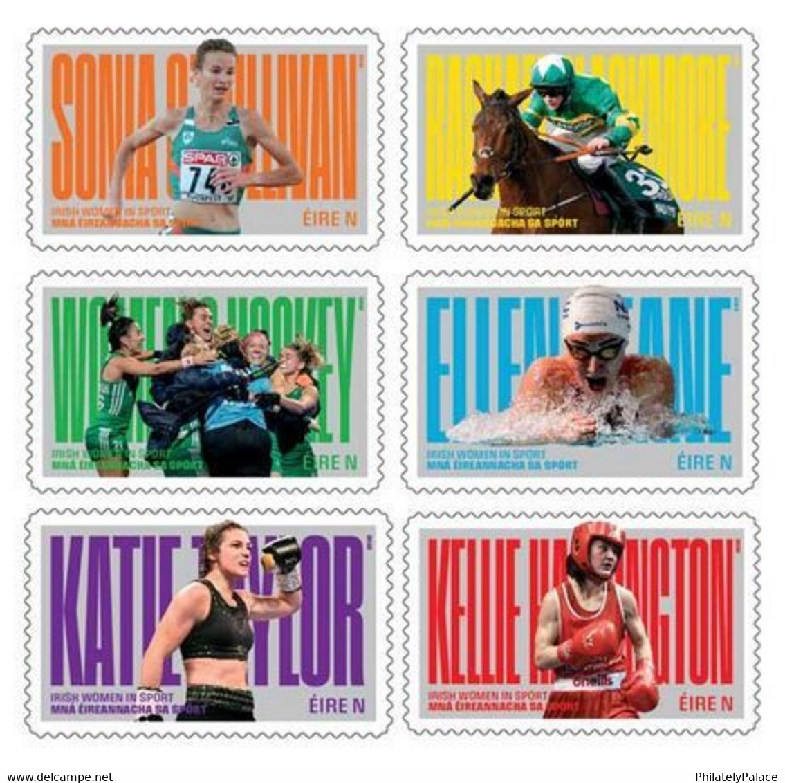 Ireland 2022 Irish Women In Sport 6V Stamps MNH (**) Hockey, Boxing, Atheletics, Running , Horse Riding - Neufs