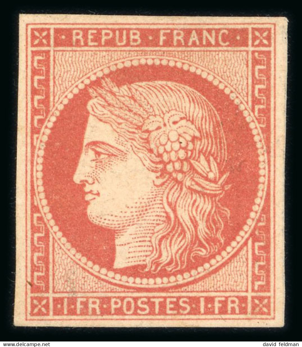 1849, Cérès Non Dentelé 1 Franc Vermillon Pâle Dit - 1849-1850 Cérès