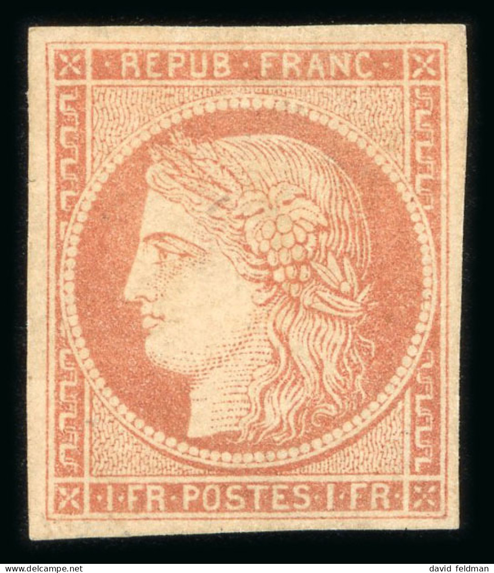 1849, Cérès Non Dentelé 1 Franc Vermillon Pâle Dit - 1849-1850 Cérès