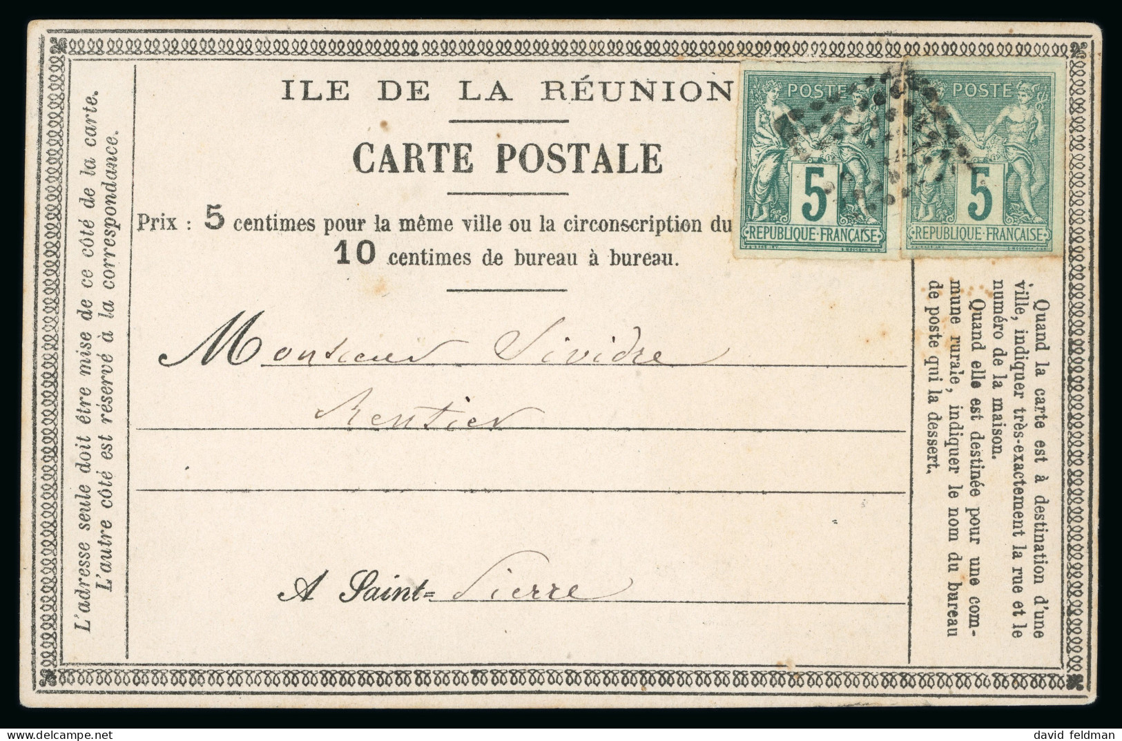 1877-1879, Carte Postale Imprimée "Ile De La Réunion" - Otros & Sin Clasificación