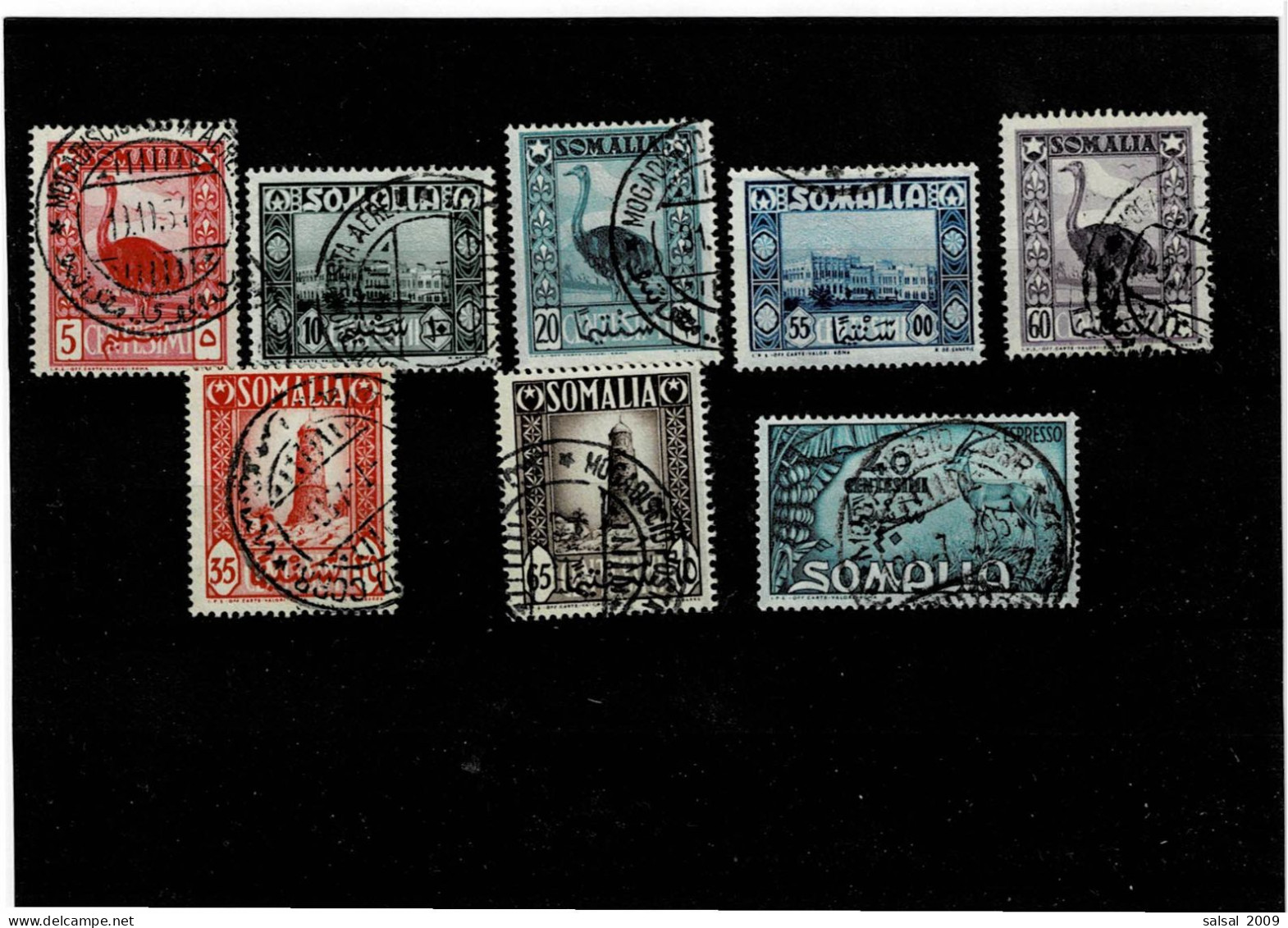 SOMALIA  (AFIS) ,colonie Italiane ,8 Pezzi Usati ,7 Posta Ordinaria+1 Espresso ,qualita Splendida - Somalia (AFIS)