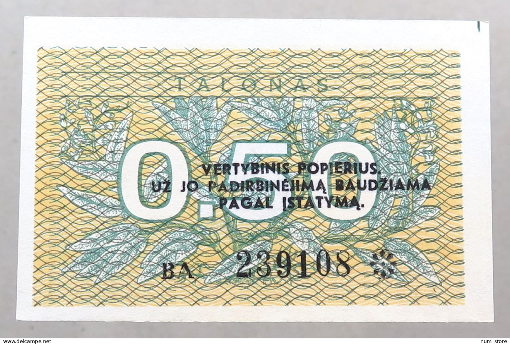 LITHUANIA 0.5 TALONAS 1991 TOP #alb050 0691 - Litouwen