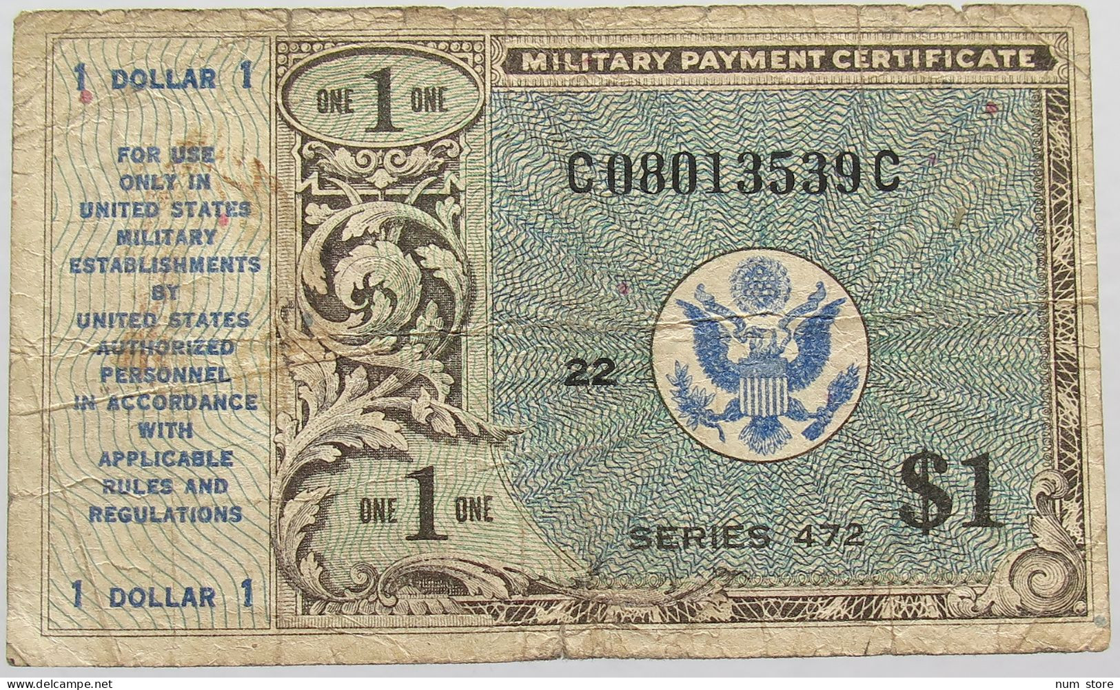 UNITED STATES 1 DOLLAR 1946 MILITARY #alb015 0203 - Zonder Classificatie