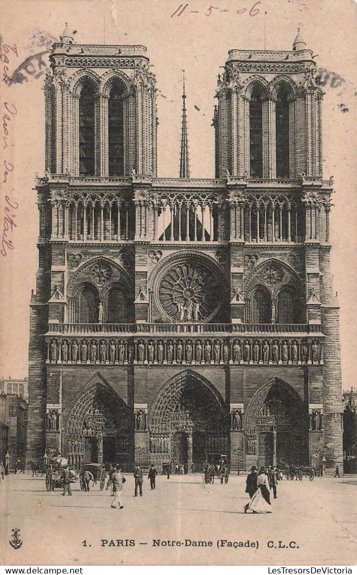 FRANCE - Paris - Notre-Dame - Façade - Animé - Carte Postale Ancienne - Notre Dame De Paris