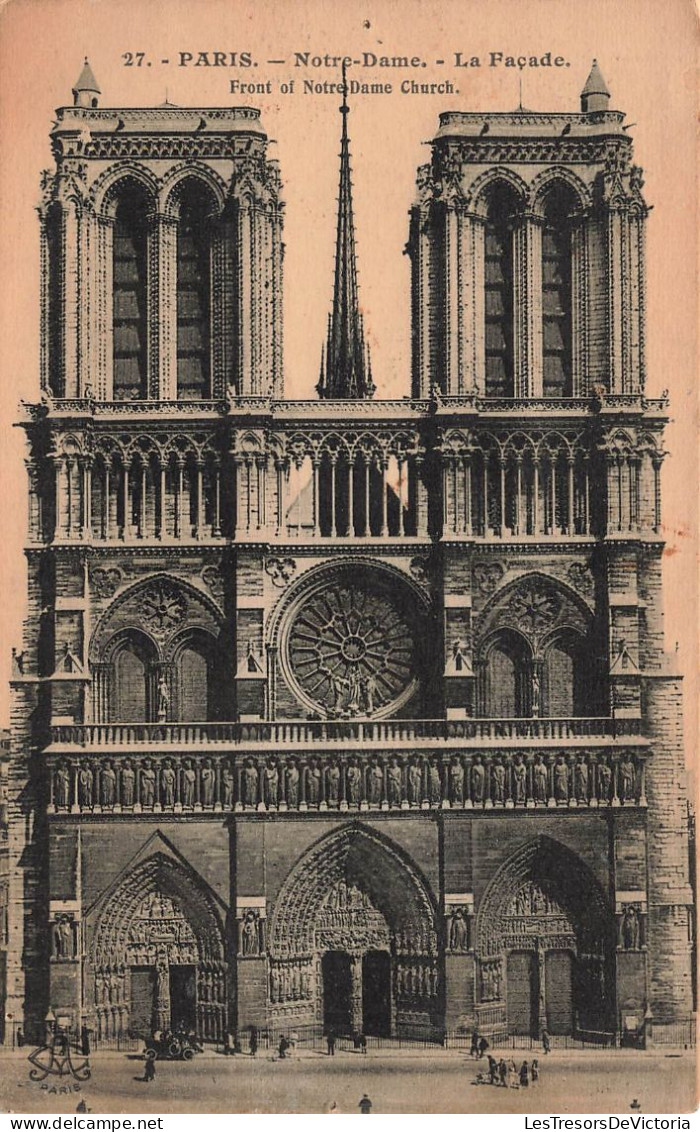 FRANCE - Paris - Notre-Dame - Façade - Carte Postale Ancienne - Notre Dame De Paris