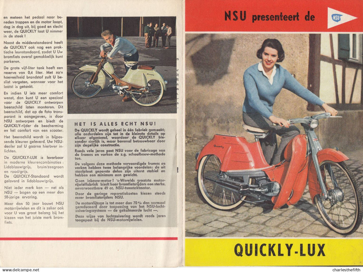 DEPLIANT ** NSU QUICKLY - LUX ** RARE Et TRES BON ETAT -  VELOMOTEUR - SCOOTER - Publicidad