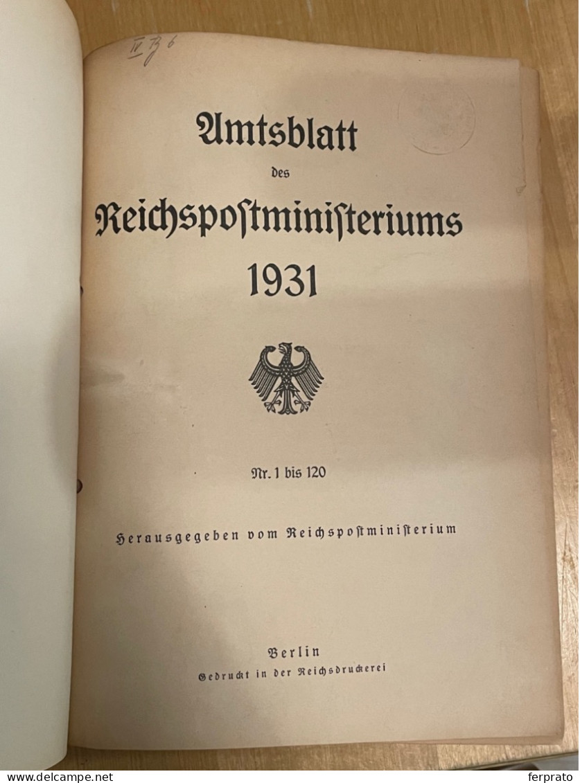Amtsblatt Des Reichspostministerium 1931 - Little Damage - Altri & Non Classificati