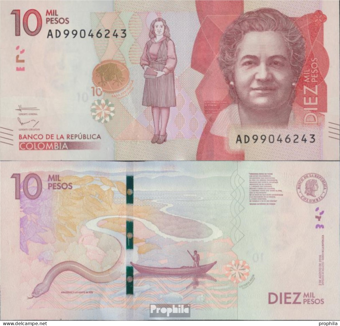 Kolumbien Pick-Nr: 460 (02.08.2016) Bankfrisch 2016 10.000 Pesos - Colombia